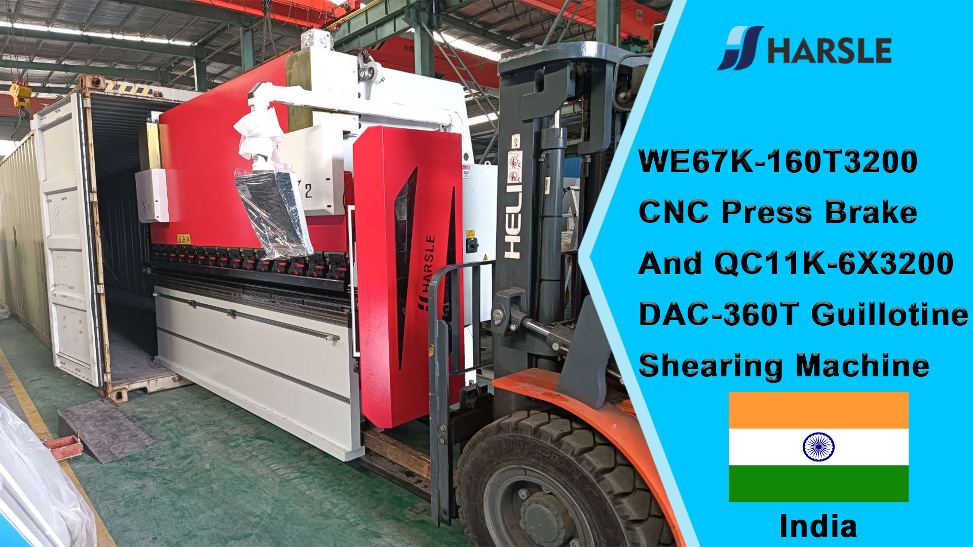 Prensa plegadora CNC India-WE67K-160T3200 y máquina cortadora de guillotina QC11K-6X3200 DAC-360T