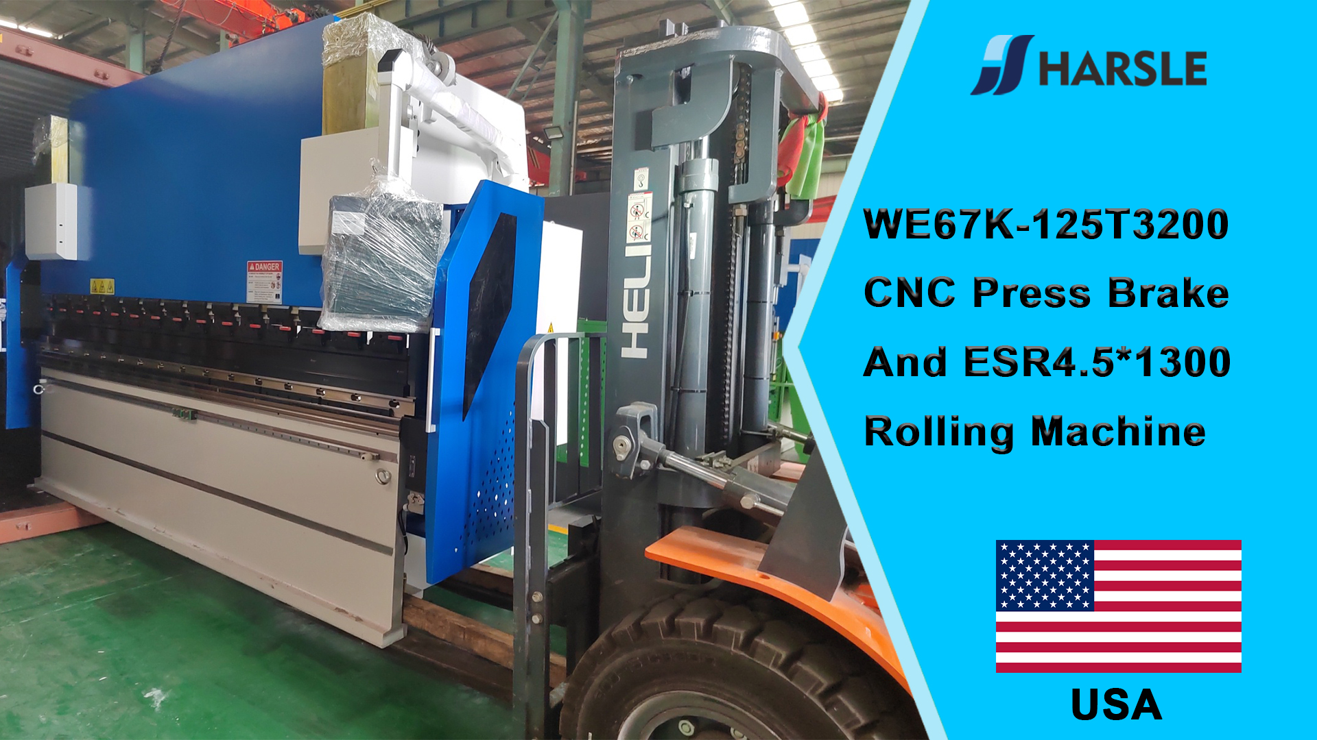 Prensa plegadora CNC USA-WE67K-125T3200 y máquina roladora ESR4.5*1300