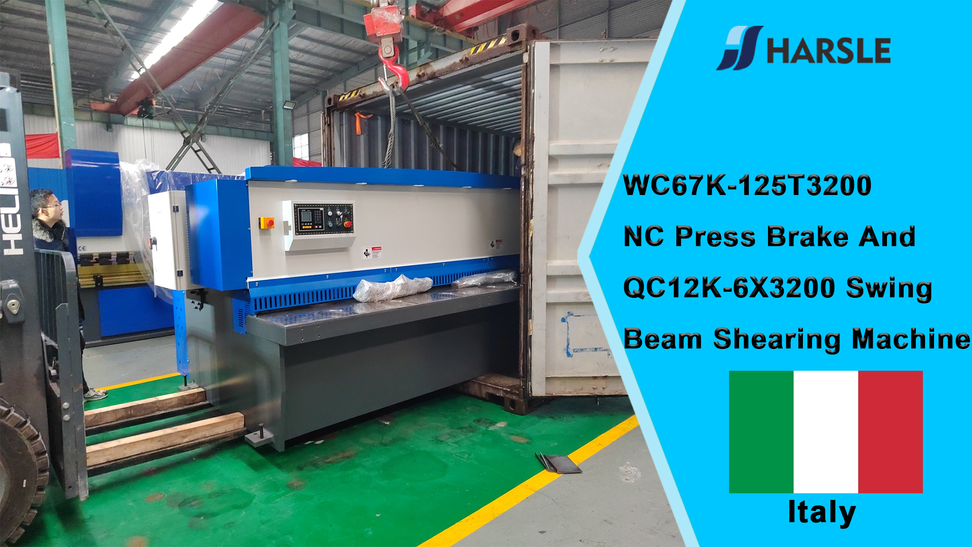 Prensa plegadora NC Italy-WC67K-125T3200 y cizalla de viga oscilante QC12K-6x3200