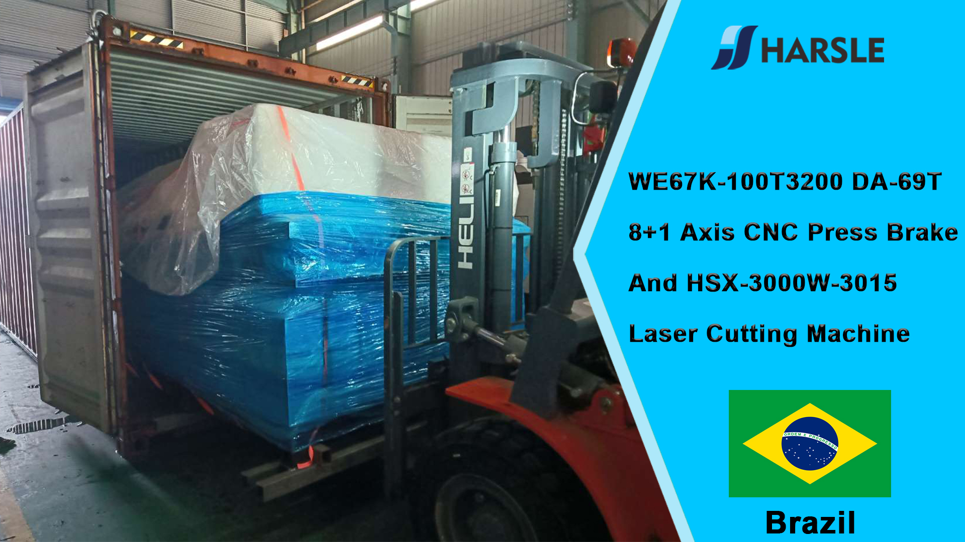 Brasil-WE67K-100T3200 DA-69T Prensa plegadora CNC de 8 + 1 ejes y máquina cortadora láser HSX-3000W-3015