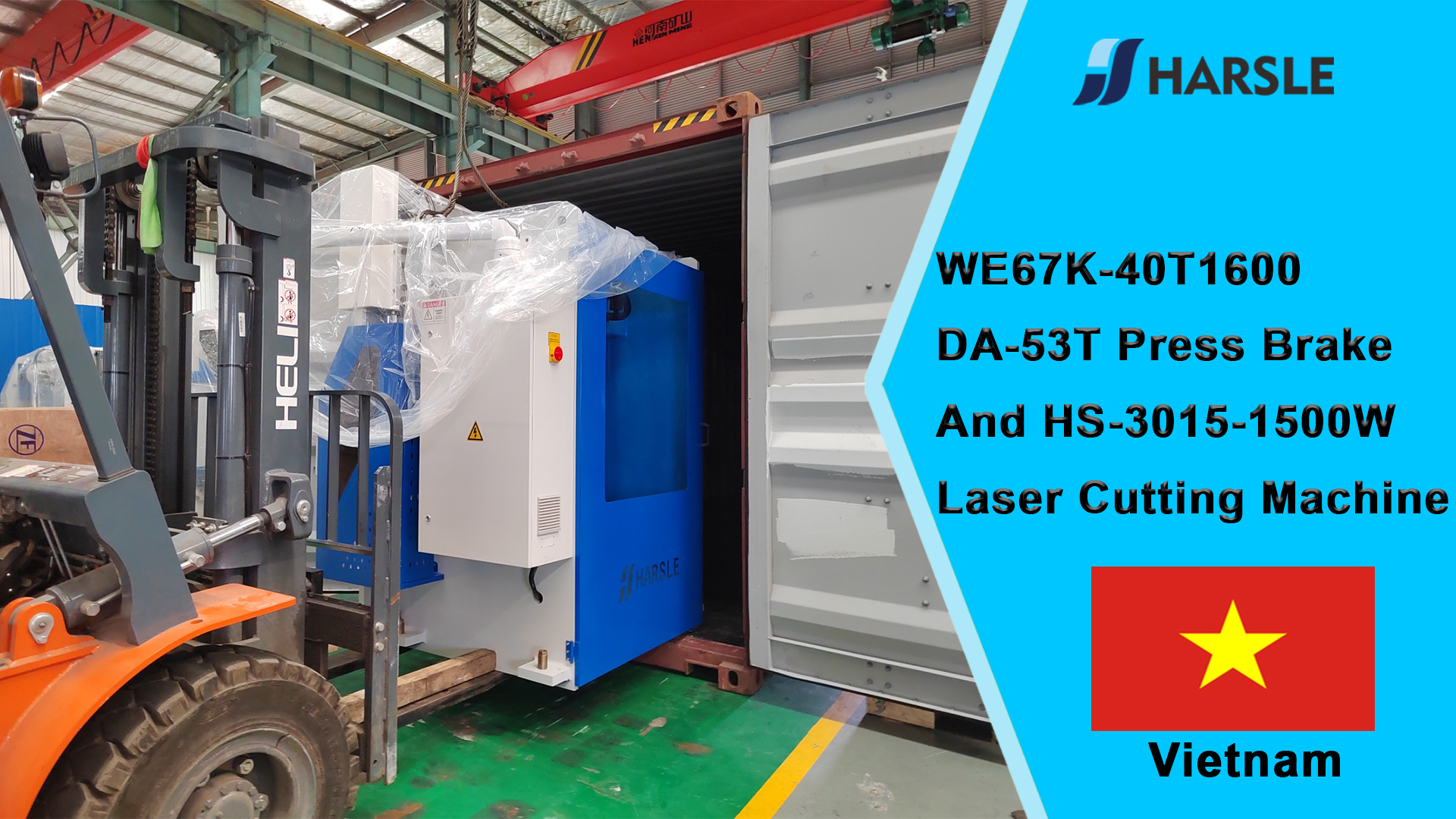 Prensa plegadora Vietnam-WE67K-40T1600 DA-53T y cortadora láser HS-3015-1500W