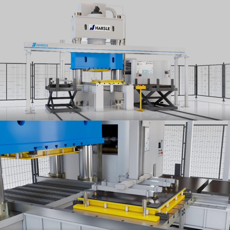 Prensa hidráulica Y32 con alimentador automático y mesa lanzadera