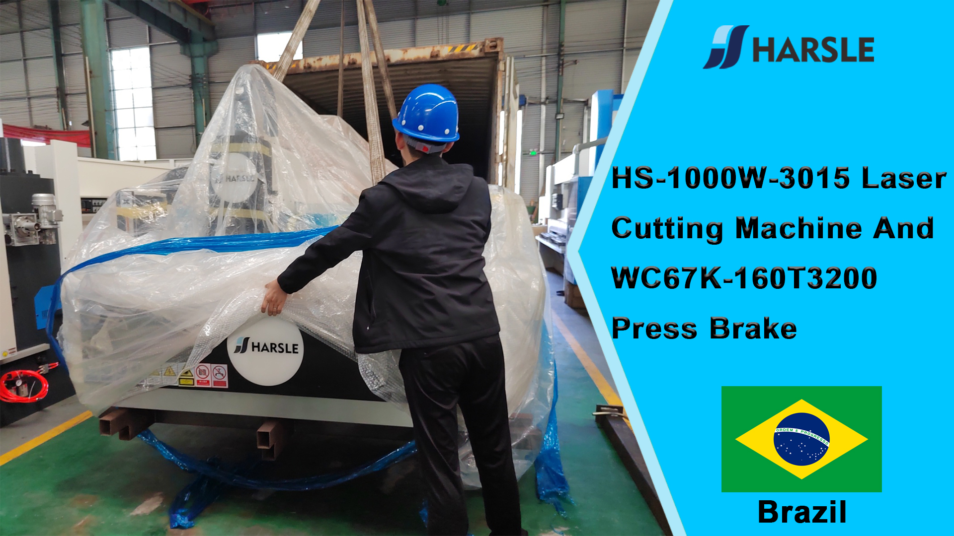 Máquina cortadora láser Brazil-HS-1000W-3015 y prensa plegadora WC67K-160T3200