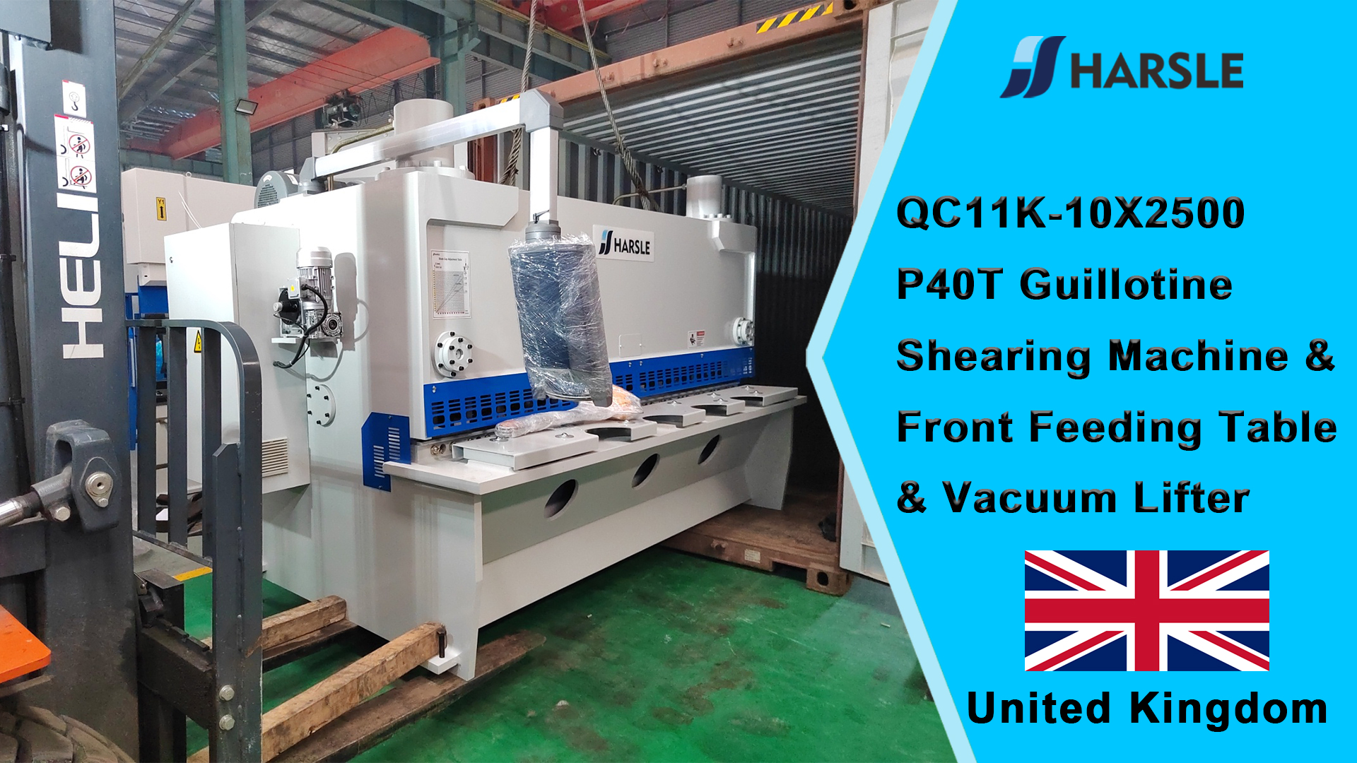 United Kingdom-QC11K-10X2500 P40T Máquina cortadora de guillotina y mesa de alimentación frontal y elevador por vacío